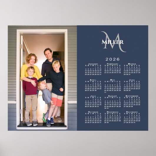 2026 Kalender Benutzerdefiniertes Foto Monogramm N Poster (Vorne)