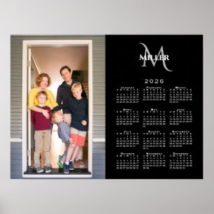 2026 Kalender Benutzerdefiniertes Foto Monogramm N Poster