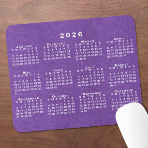 2026 Kalender Benutzerfoto Lila Leinenstruktur Mousepad