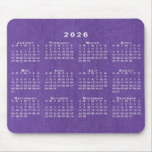 2026 Kalender Benutzerfoto Lila Leinenstruktur Mousepad (Vorne)