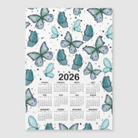 2026 Kalender Blaue grüne Schmetterlinge Muster