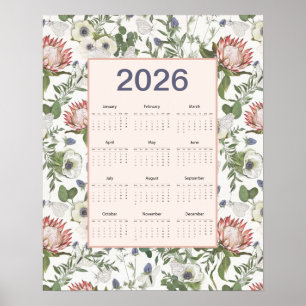 2026 Kalender Blumen Schmetterlinge Poster
