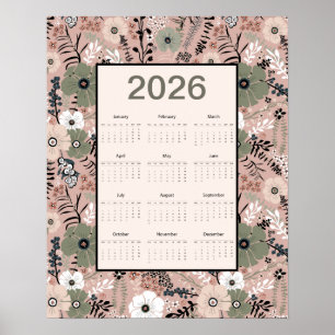 2026 Kalender Blumenmuster Poster