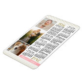 2026 Kalender Blush Pink Gold Familienfoto-Collage Magnet (Linke Seite)