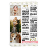 2026 Kalender Blush Pink Gold Familienfoto-Collage