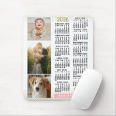 2026 Kalender Blush Pink Gold Familienfoto-Collage Mousepad (Mit Mouse)
