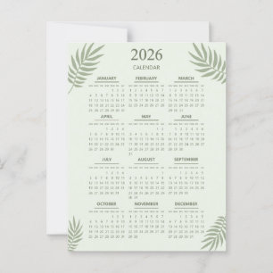 2026 Kalender Boho Floral Ästhetik Salbei Grün Postkarte
