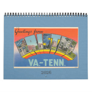 2026 Kalender Bristol VA TN Vintage-Postkarte