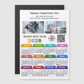 2026 Kalender Business 2 Foto Logo QR Magnetic Magnetkarte (Vorne/Hinten)