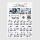 2026 Kalender Business 2 Foto Logo QR Magnetic Magnetkarte (Vorderseite)