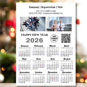 2026 Kalender Business 2 Foto Logo QR Magnetic Magnetkarte
