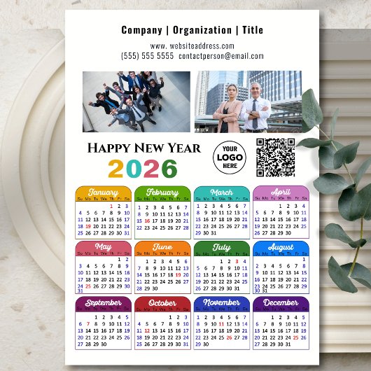 2026 Kalender Business 2 Foto Logo QR Magnetic Magnetkarte