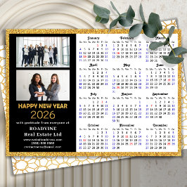 2026 Kalender Business 2 Foto Modernes Schwarzes G Feiertagskarte