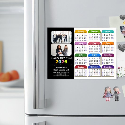 2026 Kalender Business 2 Foto US Holiday Magnetic Magnetkarte