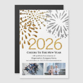 2026 Kalender Business Festivals Feuerwerke Gold Magnetkarte (Vorne/Hinten)