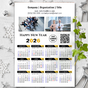 2026 Kalender Business Foto Logo QR Black Magnet