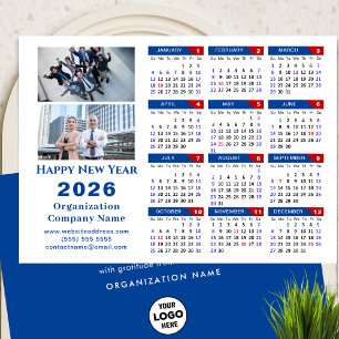 2026 Kalender Business-Logo-Foto Blau Minimalistis Feiertagskarte