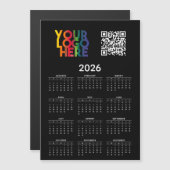 2026 Kalender Business Logo QR Code Magnetkarte (Vorne/Hinten)