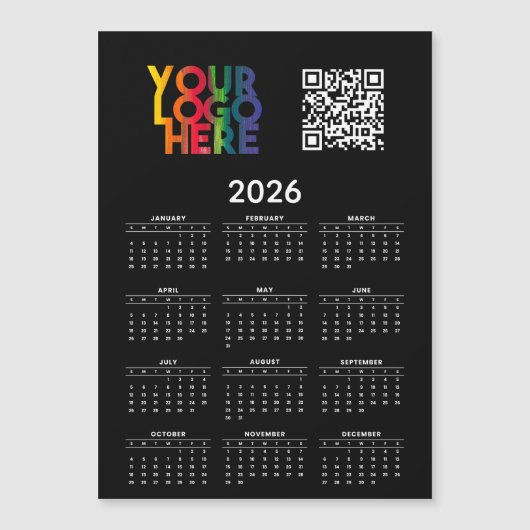 2026 Kalender Business Logo QR Code Magnetkarte (Vorderseite)