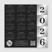 2026 Kalender Business-Logo QR-Code Schwarz & Silb Magnetkarte (Vorderseite)