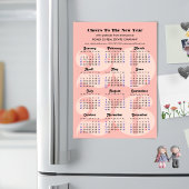 2026 Kalender Business Pink Minimalistisch Magneti Magnetkarte