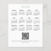 2026 Kalender Business QR Promotion Ferienkarte (Rückseite)
