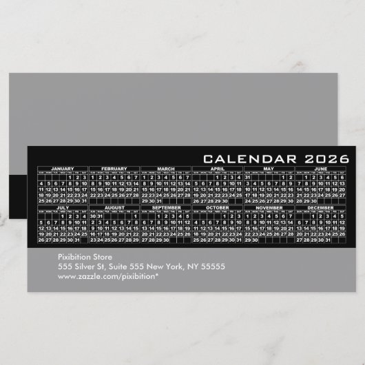 2026 Kalender Business Rack Card Schwarz (Vorne/Hinten)