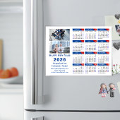 2026 Kalender Business Simple Blue Red Magnetic Magnetkarte