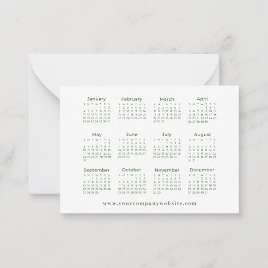 2026 Kalender Business Unternehmen Neujahr Urlaub Mitteilungskarte (Rückseite)