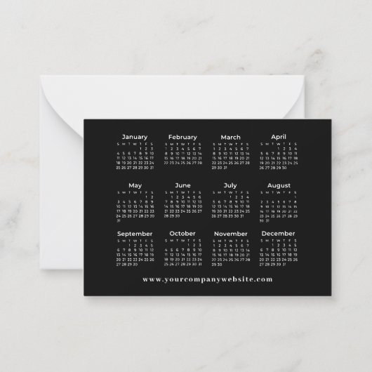 2026 Kalender Business Unternehmen Neujahr Urlaub Mitteilungskarte (Rückseite)