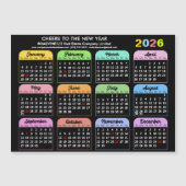 2026 Kalender Corporate Moderne Black Magnetic Car Magnetkarte (Vorderseite)