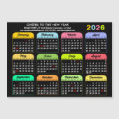2026 Kalender Corporate Moderne Black Magnetic Car Magnetkarte (Vorderseite)
