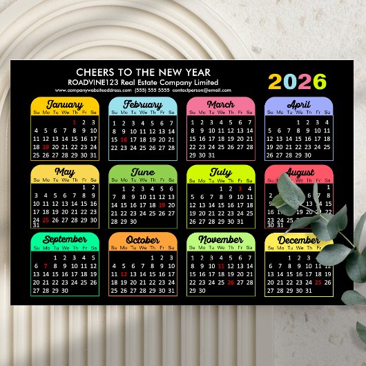 2026 Kalender Corporate Moderne Black Magnetic Car Magnetkarte