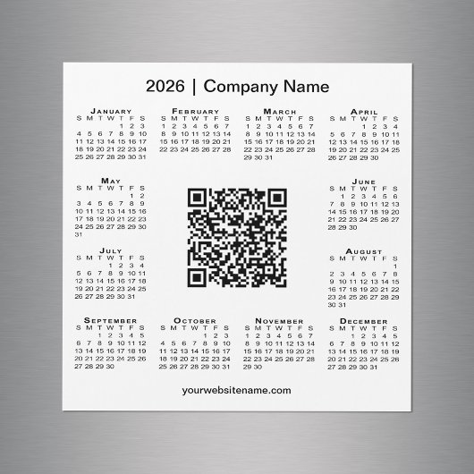2026 Kalender Custom Business QR Code White Magnet
