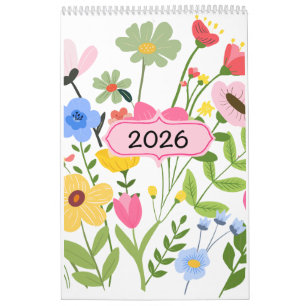 2026 Kalender der Illustrationen des Whimsical Flo