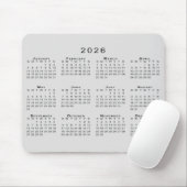 2026 Kalender Einfach grau und schwarz Mousepad (Mit Mouse)