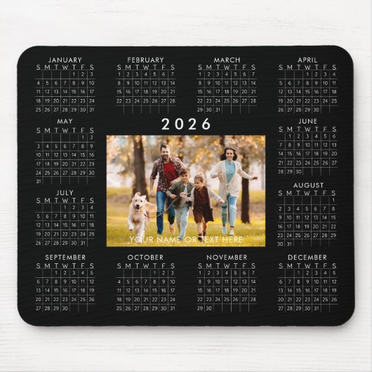 2026 Kalender Eins Foto Personalisierte benutzerde Mousepad (Vorne)