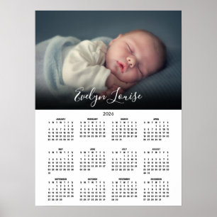 2026 Kalender Elegant Skript Name Foto Poster