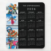 2026 Kalender Familie 4 Foto Personalisierte Farbe Mousepad (Vorne)