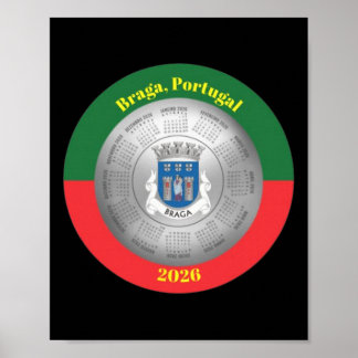 2026 Kalender Fans Silber Stadtwappen Braga Portug Poster