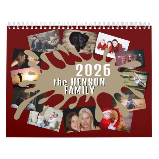 2026 Kalender Farbe Splash Custom Foto Collage (Titelbild)