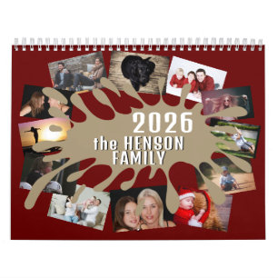 2026 Kalender Farbe Splash Custom Foto Collage