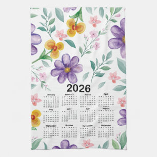 2026 Kalender Farbenfrohe Blumen Botanischer Garte Geschirrtuch