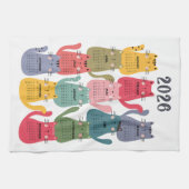 2026 Kalender Farbige Katzen Geschirrtuch (Horizontal)