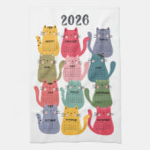 2026 Kalender Farbige Katzen Geschirrtuch (Vertikal)