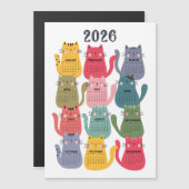 2026 Kalender Farbige Katzen Magnetkarte (Vorne/Hinten)