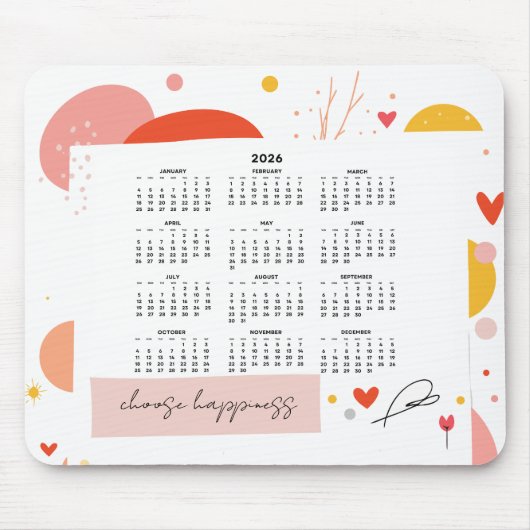 2026 Kalender Farbiger Motivationsmauspad Mousepad (Vorne)