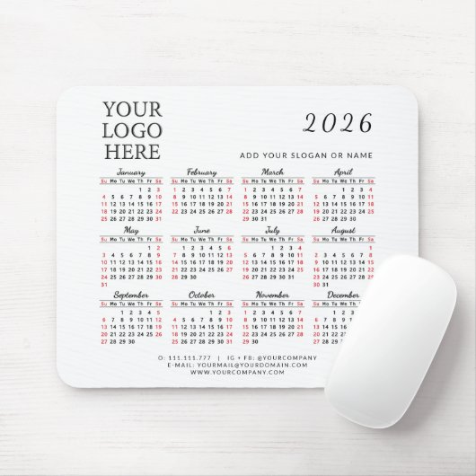 2026 Kalender Firmenkundenspezifische Firmenlogos Mousepad (Mit Mouse)