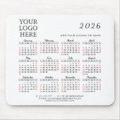 2026 Kalender Firmenkundenspezifische Firmenlogos Mousepad (Vorne)