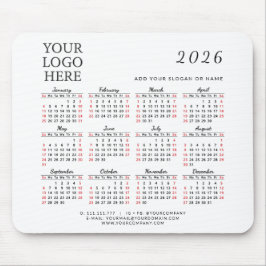 2026 Kalender Firmenkundenspezifische Firmenlogos Mousepad